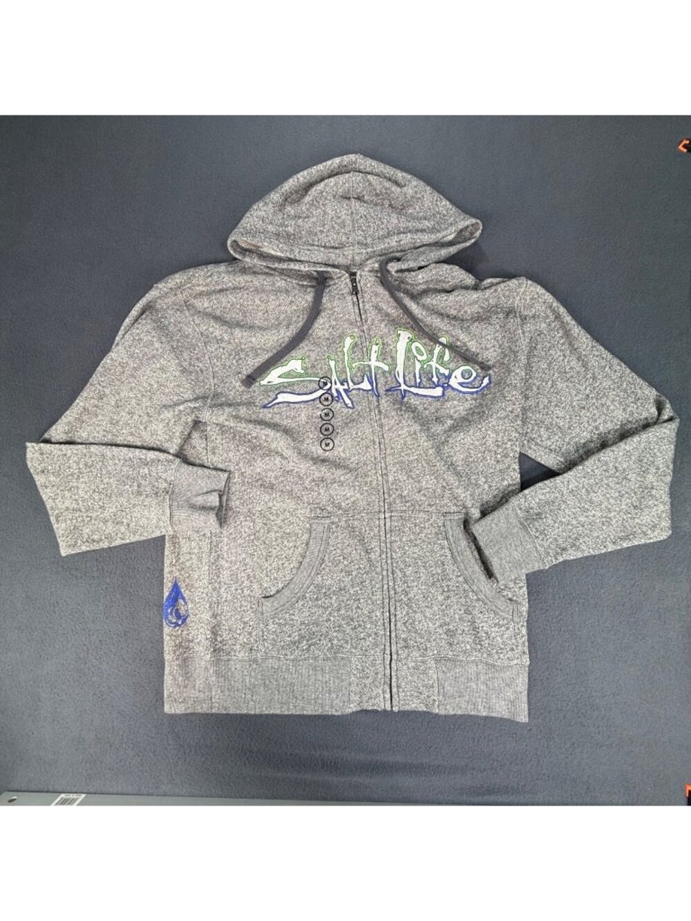 NWT Salt Life Heather Gray Zip-up Hoodie "Salt Life" Mens Size Medium Mesh